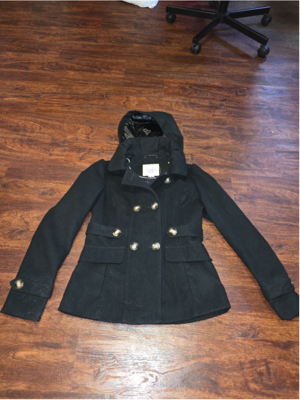 Pink Envelope Black Wool Jacket Coat super cute size medium